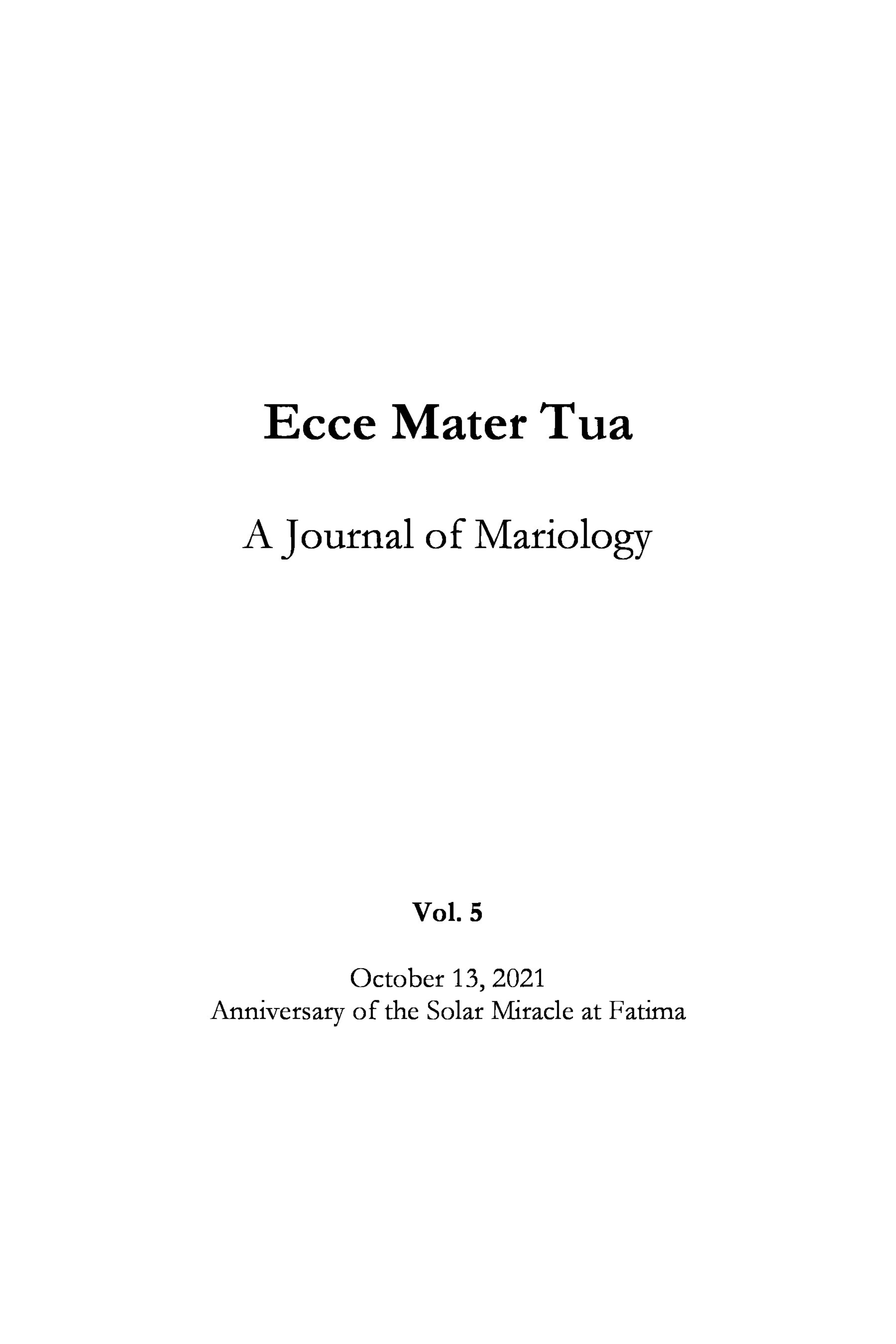 Ecce Mater Tua vol. 5